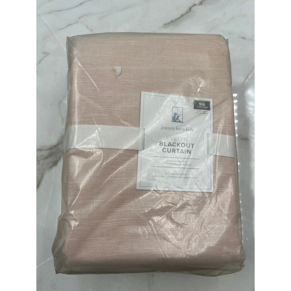 Pottery Barn Kids Curtain 54x96 Pink Evelyn Blackout Cotton Linen Blend NWT